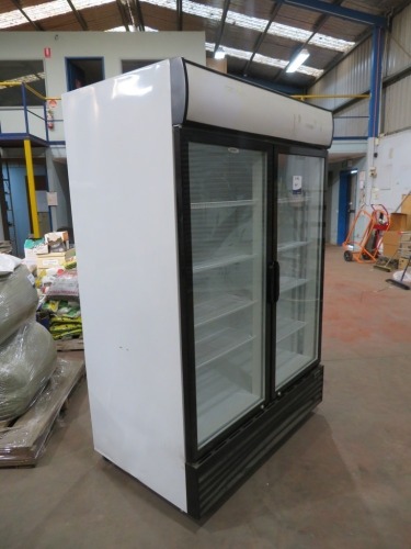 Nightingale Double Glass Door Display Refrigerator, Compressor/Motor Mounted under Fridge, Model: NC-1400