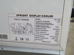 Nightingale Double Glass Door Display Refrigerator, Compressor/Motor Mounted under Fridge, Model: NC-1400 - 9