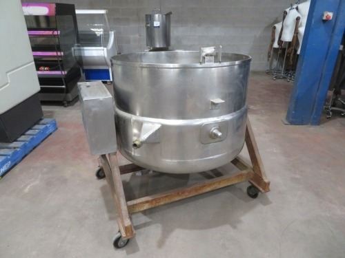 Stainless Steel Jacketed Tipping Kettle on Steel Fabricated Stand