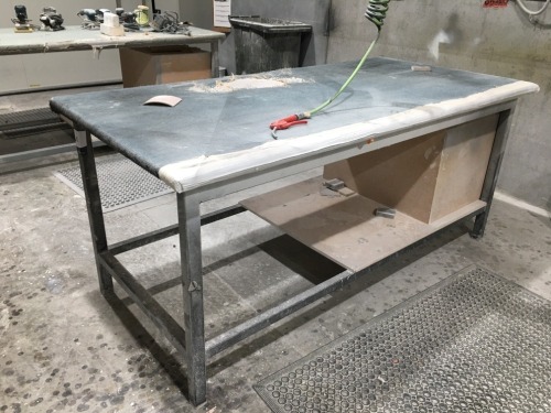 Quantity of 2 x Steel Framed Benches, MDF Timber Top, 2100 x 1000mm