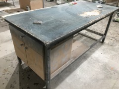 Quantity of 2 x Steel Framed Benches, MDF Timber Top, 2100 x 1000mm - 2