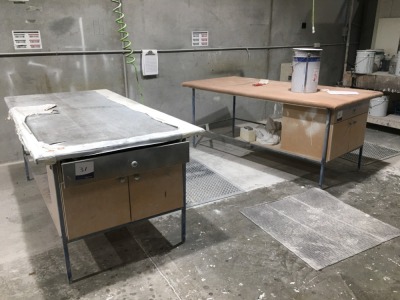 Quantity of 2 x Steel Framed Benches, MDF Timber Top, 2100 x 1000mm