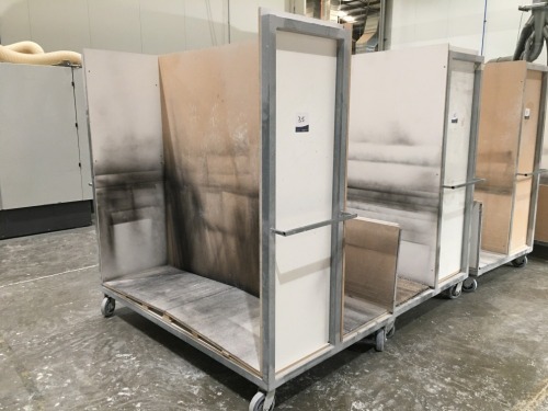 Quantity of 4 x Panel Transport Trolleys, Steel Fabricated, Chipboard Construction