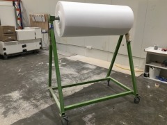 Roll Dispensing Stand, Green Steel on Heavy Duty Castors, 1200mm