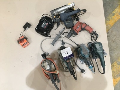 6 x Assorted Power Tools (4 x Sanders, Circular Saw & Drill)