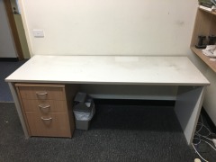 Quantity of 4 x Desks, Beech on Charcoal Laminate, also including 2 x White Desks, 6 x Gaslift Office Chairs & Whiteboard - 2