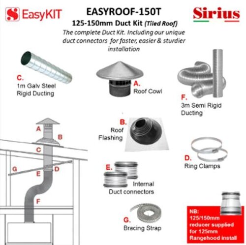 Sirius 150mm Easy Tiled Roof Ducting Kit EASYROOF-150T