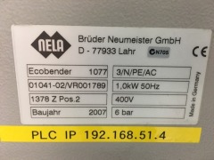 Nela Plate Bender, Type: Ecobender 1077 (2007), SN 01041-02/VR001789 - 3