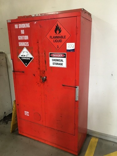 220 Litre Chemical Storage Cabinet, Red Steel