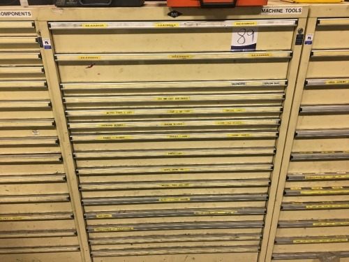 BAC Systems Tool Storage Cabinet & Contents of Bearings, Discs, Drills, Screws, Taps (Refer Photos)