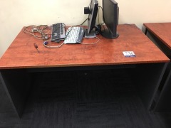 Qty 3 x Office Desks & 1 x Table, Cherry Laminate, various sizes - 2