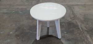 Brussels Small Lamp Table (White) with Glass Top - 3