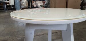 Brussels Small Lamp Table (White) with Glass Top - 6