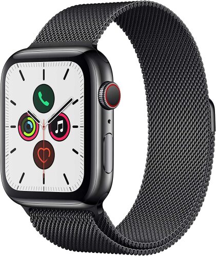 Apple Watch Series 5 (GPS + Cellular) 40mm - Space Black Stainless Steel Case with Space Black Milanese Loop - MWX92X/A