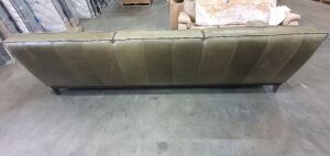 Leather 3 Seater lounge (Green) with Cushions - 5