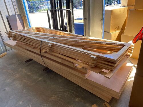 Pallet of TV Flats and French Frame Braces