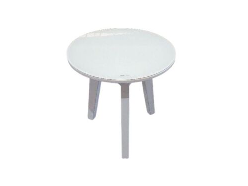 Brussels Small Lamp Table (White) with Glass Top