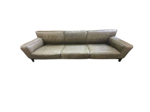 Leather 3 Seater lounge (Green) with Cushions