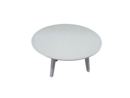Brussels Round Coffee Table (White) with Glass Top