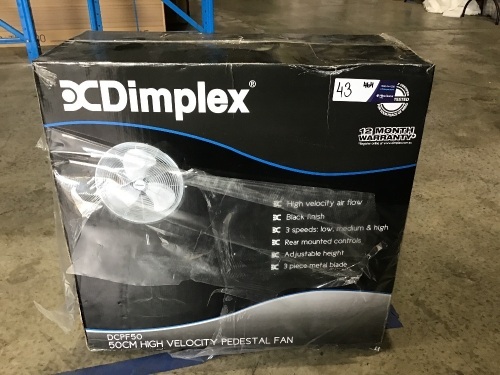 Dimplex DCPF50 50cm High Velocity pedestal fan.