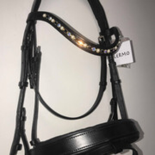 Palermo English leather Pearl iridescent black snaffle extra-full