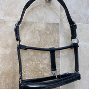 Stunning high quality English leather fancy stitch Black halter pony size - 2