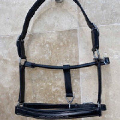 Stunning high quality English leather fancy stitch Black halter full size