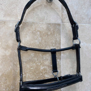 Stunning high quality English leather fancy stitch Black halter full size - 2