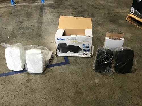 *BUNDLE 1 set white 1 set black, out of packaging may be missing parts* Studioacoustics SA850B 80w 2 way Indoor/Outdoor speakers