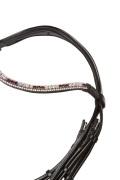Stunning black English leather double bridle with multi-coloured iridescent browband cob size - 2