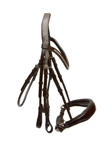 Palermo English leather brown double bridle with brown padding and clear browband cob