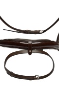 Palermo English leather XF brown rolled snaffle with a black and clear channel browband - 2