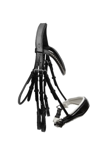Palermo English leather Black double bridle with white padding and clear browband xf