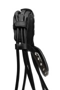 Palermo English leather XF black&nbsp;rolled snaffle with a black and clear channel browband - 3