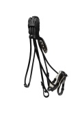 Palermo English leather Cob black rolled snaffle with a black and clear channel browband