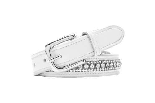 Palermo English leather White patent belt with Swarovski elements 115cm