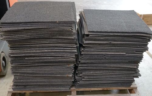 150 x Black Rubber Backed Carpet Tiles, grey colour
