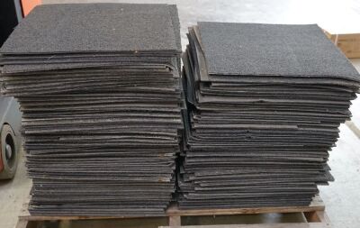 150 x Black Rubber Backed Carpet Tiles, grey colour