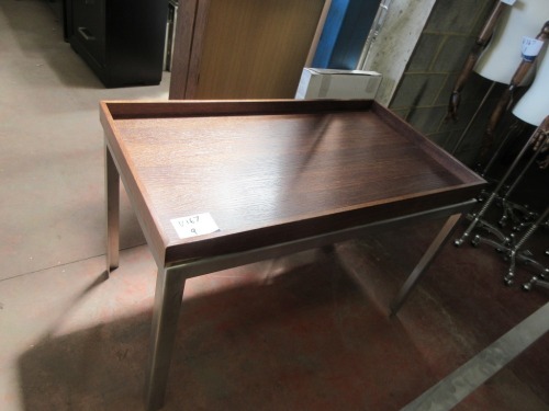 5 x Display Tables, Metal Bases, Timber Tops, 1130 x 620 x 760mm H