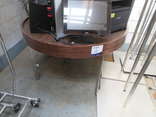 1 x Display Table, Metal Base with Timber Top, 1200mm Dia x 750mm H