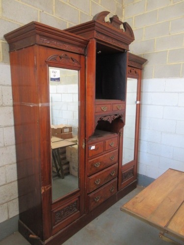 1 x 3 Part Cabinet. Very old with Fine Timber Carvings, 1830 W x 560 x 2260mm H