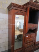 1 x 3 Part Cabinet. Very old with Fine Timber Carvings, 1830 W x 560 x 2260mm H - 2
