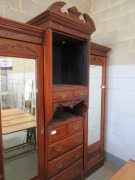 1 x 3 Part Cabinet. Very old with Fine Timber Carvings, 1830 W x 560 x 2260mm H - 3