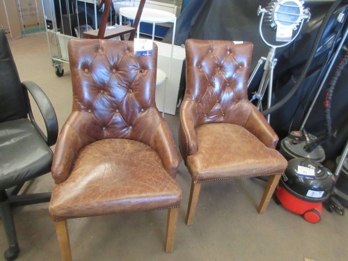 2 x Tub Style Chairs, Old Leather