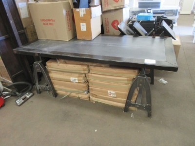 4 x Timber Display Tables, Metal Look Industrial, 200 x 910 x 770mm H