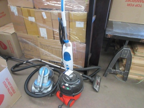 2 x Vacuum Cleaners, Henry & Koean, 1 x Steam Vacuum, Sterling