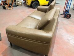 King Living 2.5 Seater Sofa, Upholstered in Tan Leather, Timber Legs - 2