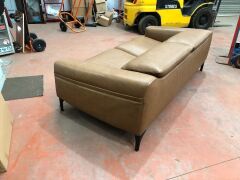 King Living 2.5 Seater Sofa, Upholstered in Tan Leather, Timber Legs - 4