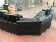5 Piece Black leather modular lounge suite with chaise - 4