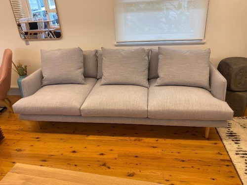 Nest Sofa 3.5 Seater grey on natural ash legs